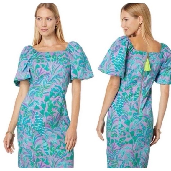 Lilly Pulitzer Dresses & Skirts - Lilly Pulitzer Lettie Mini Dress Puff Sleeve On the Chase Purple Iris 8 NWT $198